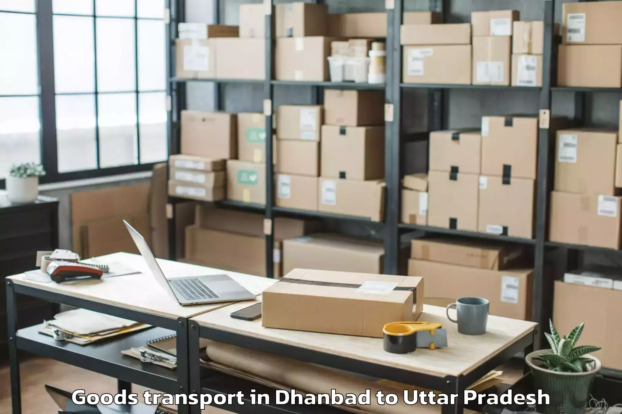 Top Dhanbad to Sahawar Goods Transport Available